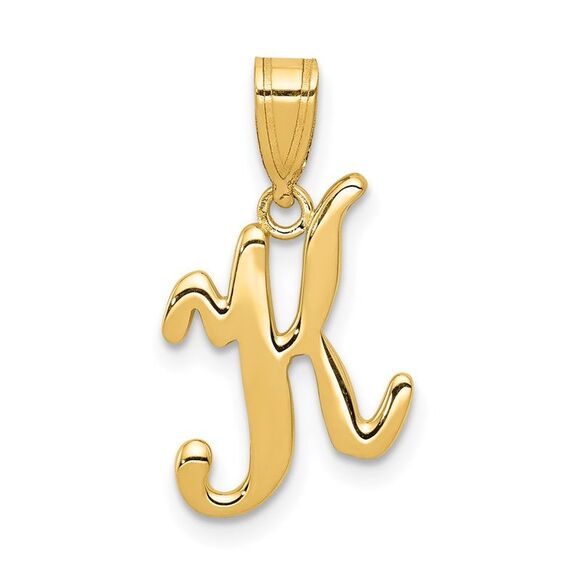 14k Yellow Gold, Mimi Collection, Small Script Initial K Pendant - Picture 1 of 5